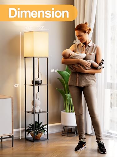 Modern Floor Lamp with Shelves for Living Room, Shelf Floor Set