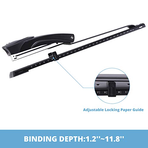 Classic Long Reach Stapler,with 2000 Staples & Stapler Remover Full for Daily Use