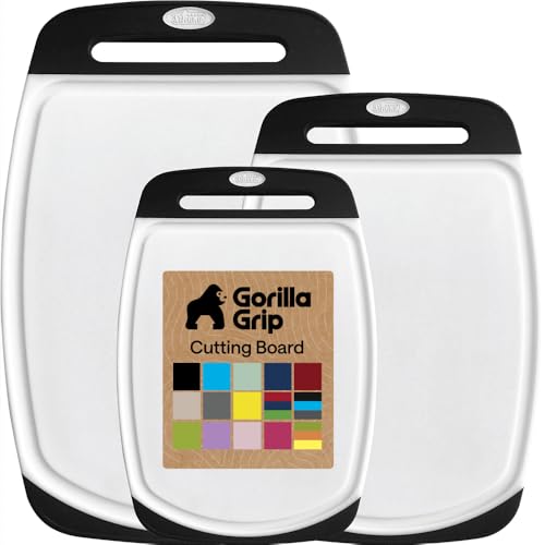 Smart Home GORILLA GRIP BPA-Free Reversible Kitchen Cutting Board Set of 3, Essentials