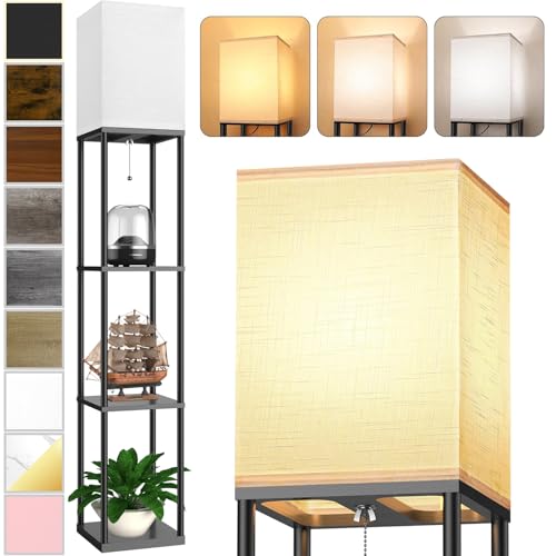 Modern Floor Lamp with Shelves for Living Room, Shelf Floor Set