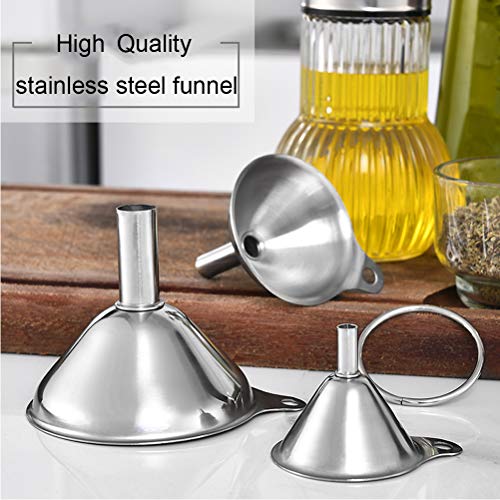 Smart Home Metal Stainless Steel Funnel, Large Medium Small Funnel Set Set