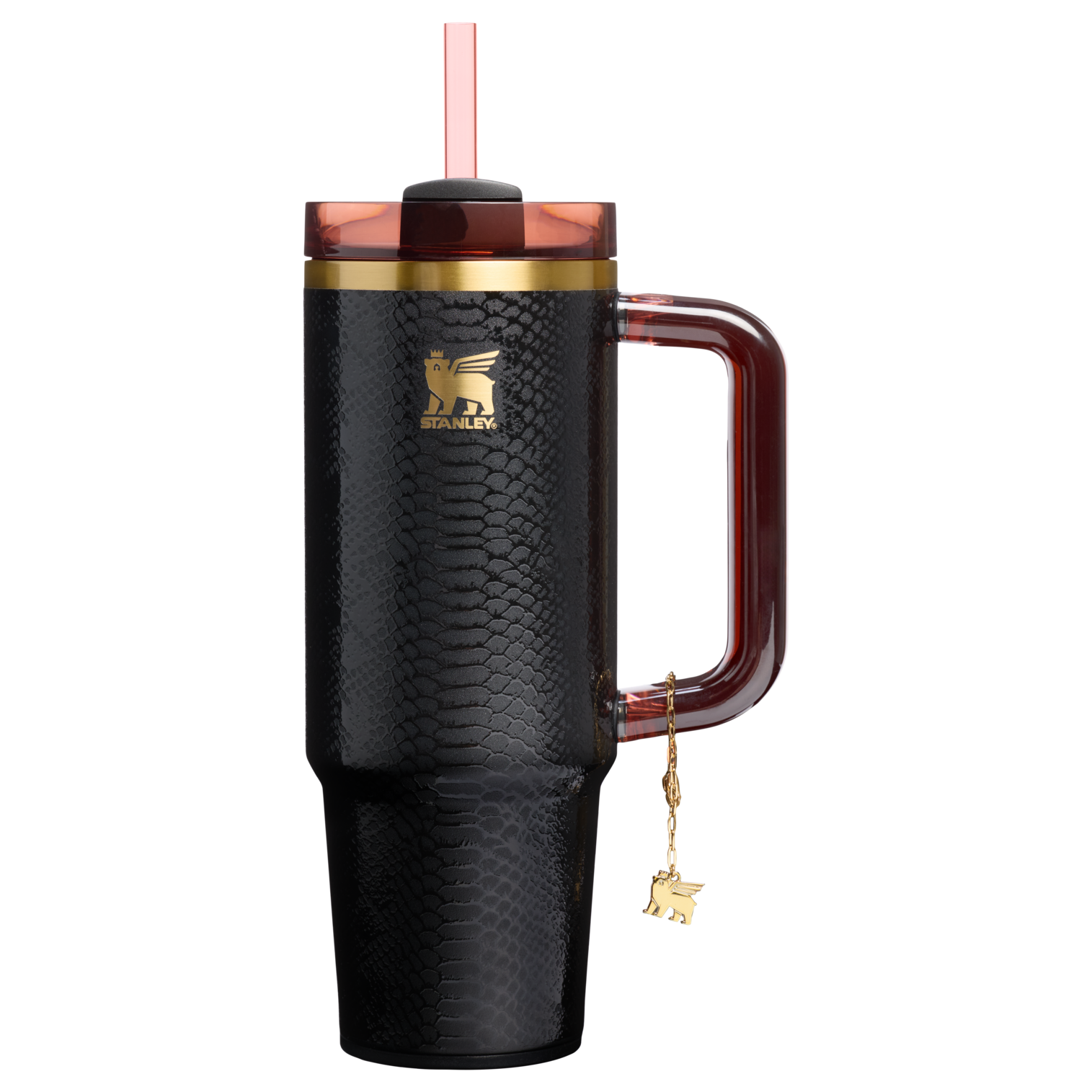 Car-Cup Friendly The Quencher Luxe H2.0 Flowstate Tumbler D171F - Premium Stainless Steel Straw Cup for All-Day Hydration - Black Snakeskin