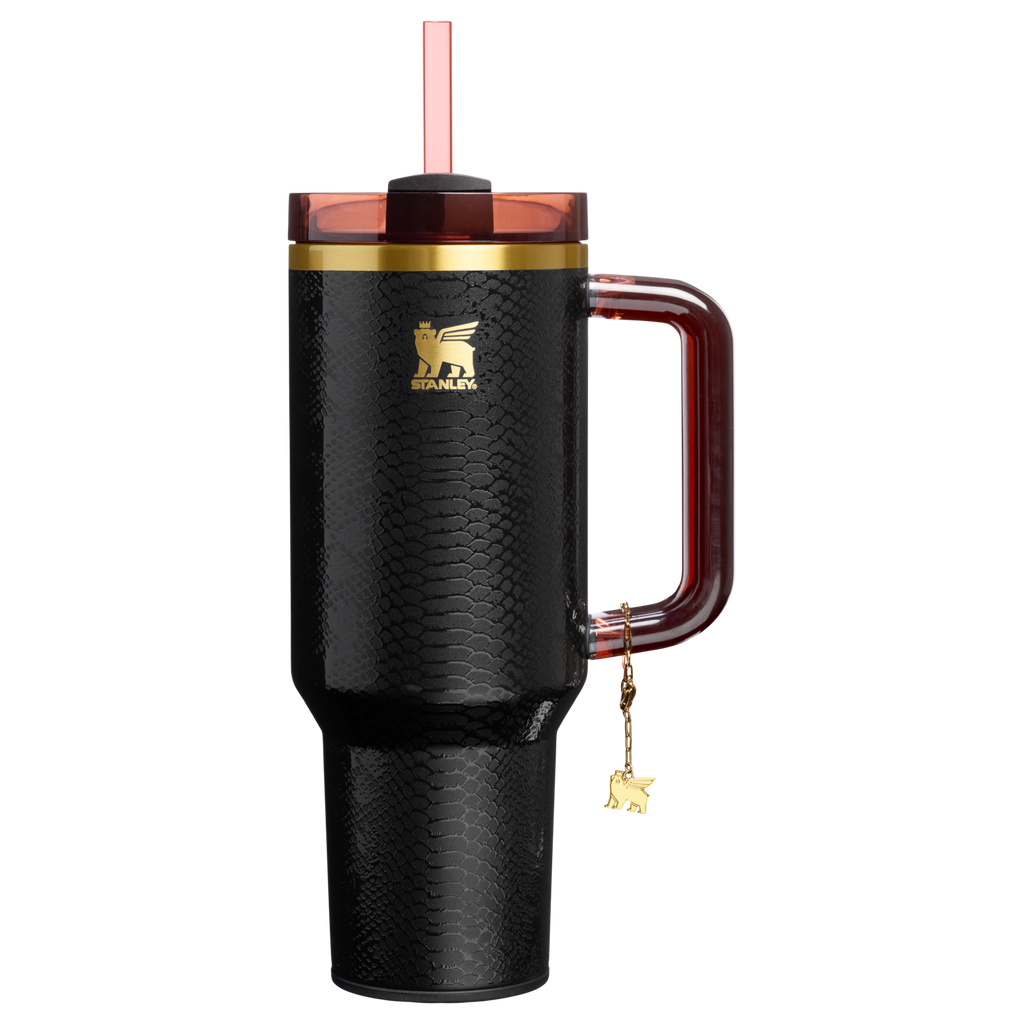 Car-Cup Friendly The Quencher Luxe H2.0 Flowstate Tumbler D170A - Premium Stainless Steel Straw Cup for All-Day Hydration - Black Snakeskin