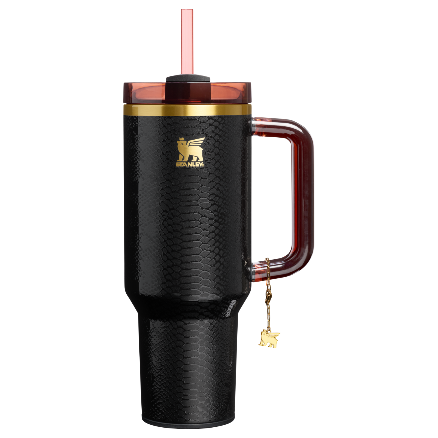 Car-Cup Friendly The Quencher Luxe H2.0 Flowstate Tumbler D170A - Premium Stainless Steel Straw Cup for All-Day Hydration - Black Snakeskin