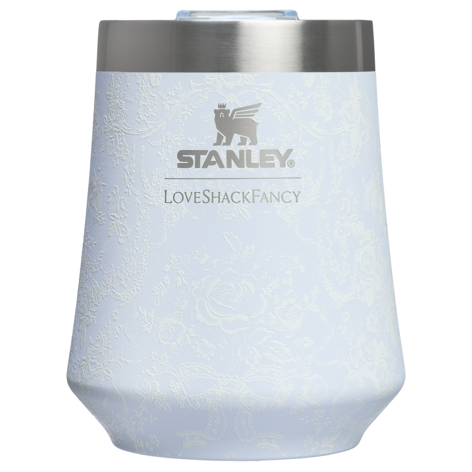 Shatterproof Luxury Stanley 1913 x LoveShackFancy Holiday Reserve Wine Tumbler D204X - Elegant Stemless Vacuum Insulated Wine Tumbler - Baby Bow Pink Peppermint