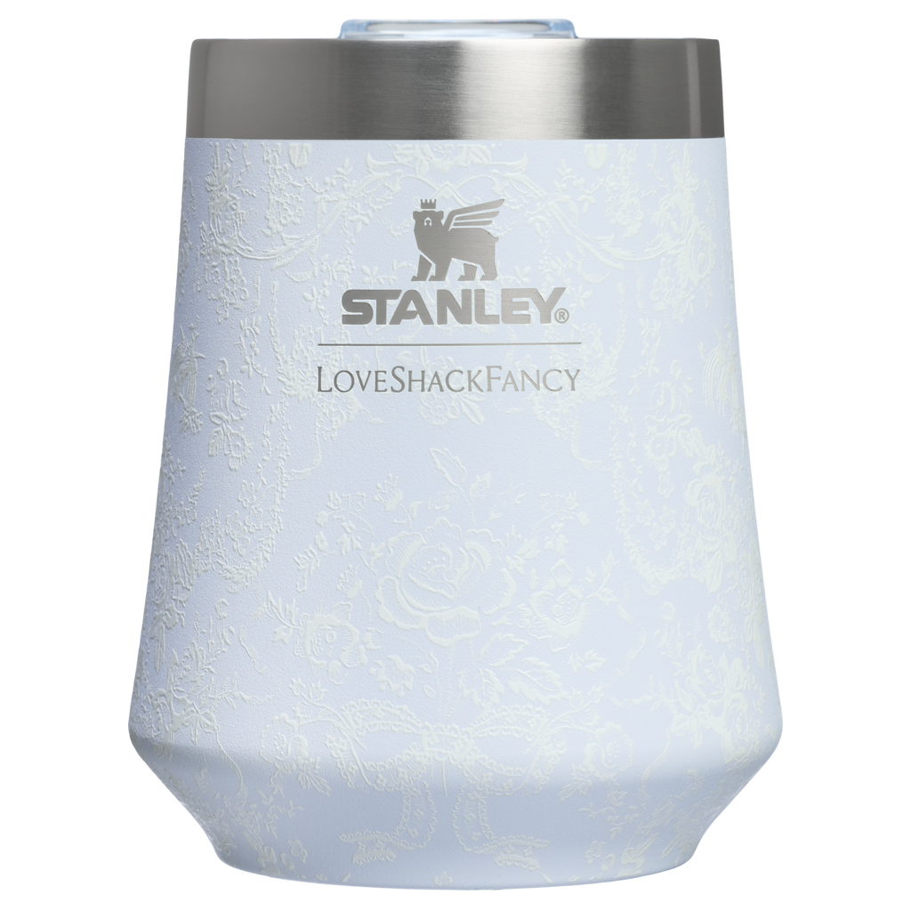 Flavor-Preserving Stanley 1913 x LoveShackFancy Holiday Reserve Wine Tumbler D367F - Elegant Stemless Vacuum Insulated Wine Tumbler - Baby Bow Pink Peppermint