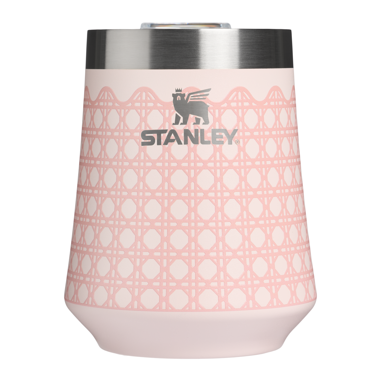 Vacuum Insulated Wine The Reserve Wine Tumbler D352C - Premium Insulated Egg-Shaped Wine Glass for Outdoors - Rose Quartz Rattan