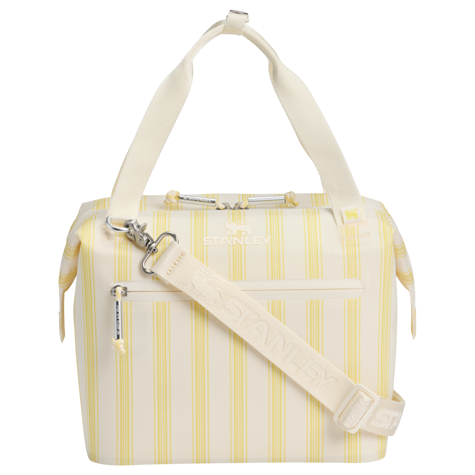 Heavy-Duty Tote The All Day Julienne Mini Cooler D349V - Heavy-Duty Ice-Retention Food & Beverage Carrier - Cream Picnic Stripe