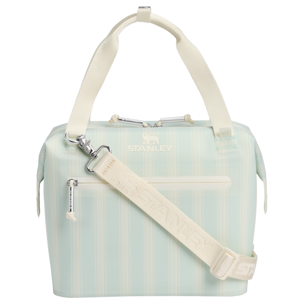 Heavy-Duty Tote The All Day Julienne Mini Cooler D349V - Heavy-Duty Ice-Retention Food & Beverage Carrier - Mist Picnic Stripe