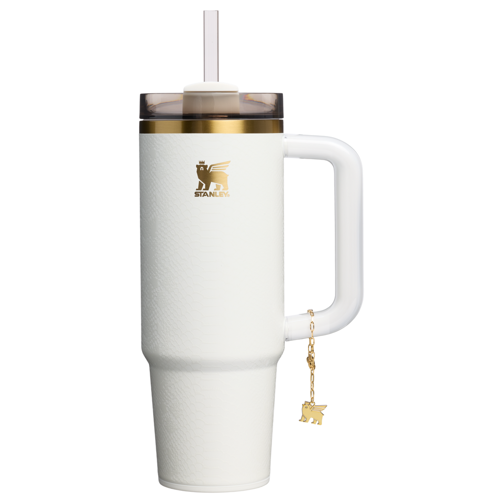 Car-Cup Friendly The Quencher Luxe H2.0 Flowstate Tumbler D171F - Premium Stainless Steel Straw Cup for All-Day Hydration - Pale Stone Snakeskin