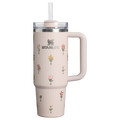 Large Capacity The Quencher H2.0 Flowstate Tumbler D363L - Premium Stainless Steel Straw Cup for All-Day Hydration - Rose Quartz Bouquets