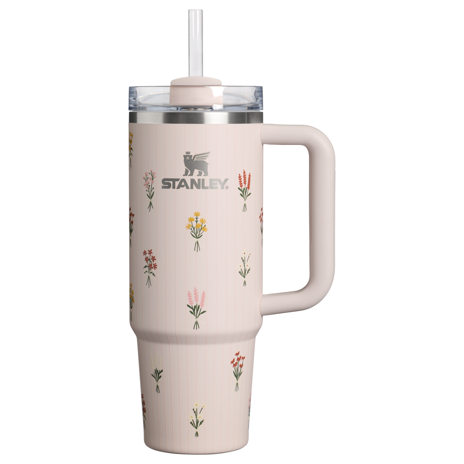 Large Capacity The Quencher H2.0 Flowstate Tumbler D363L - Premium Stainless Steel Straw Cup for All-Day Hydration - Rose Quartz Bouquets