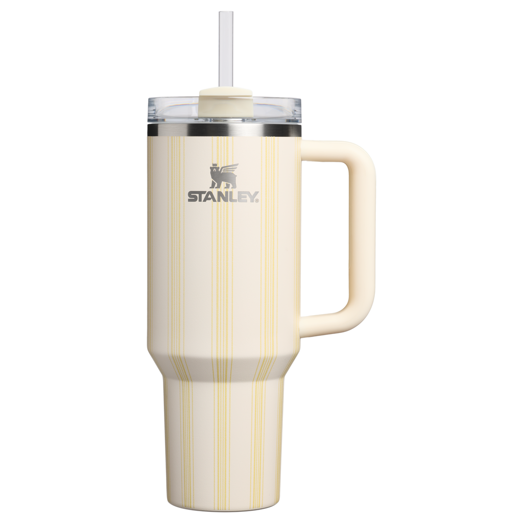 Large Capacity The Quencher H2.0 Flowstate Tumbler D342C - 40oz Large Capacity Car-Cup Friendly Quencher - Cream Picnic Stripe