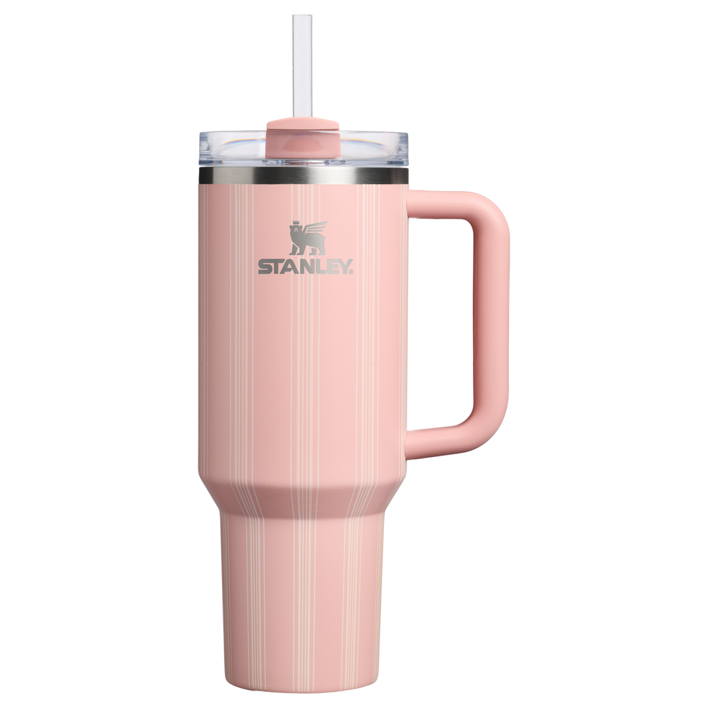 Large Capacity The Quencher H2.0 Flowstate Tumbler D342C - 40oz Large Capacity Car-Cup Friendly Quencher - Peach Rose Picnic Stripe