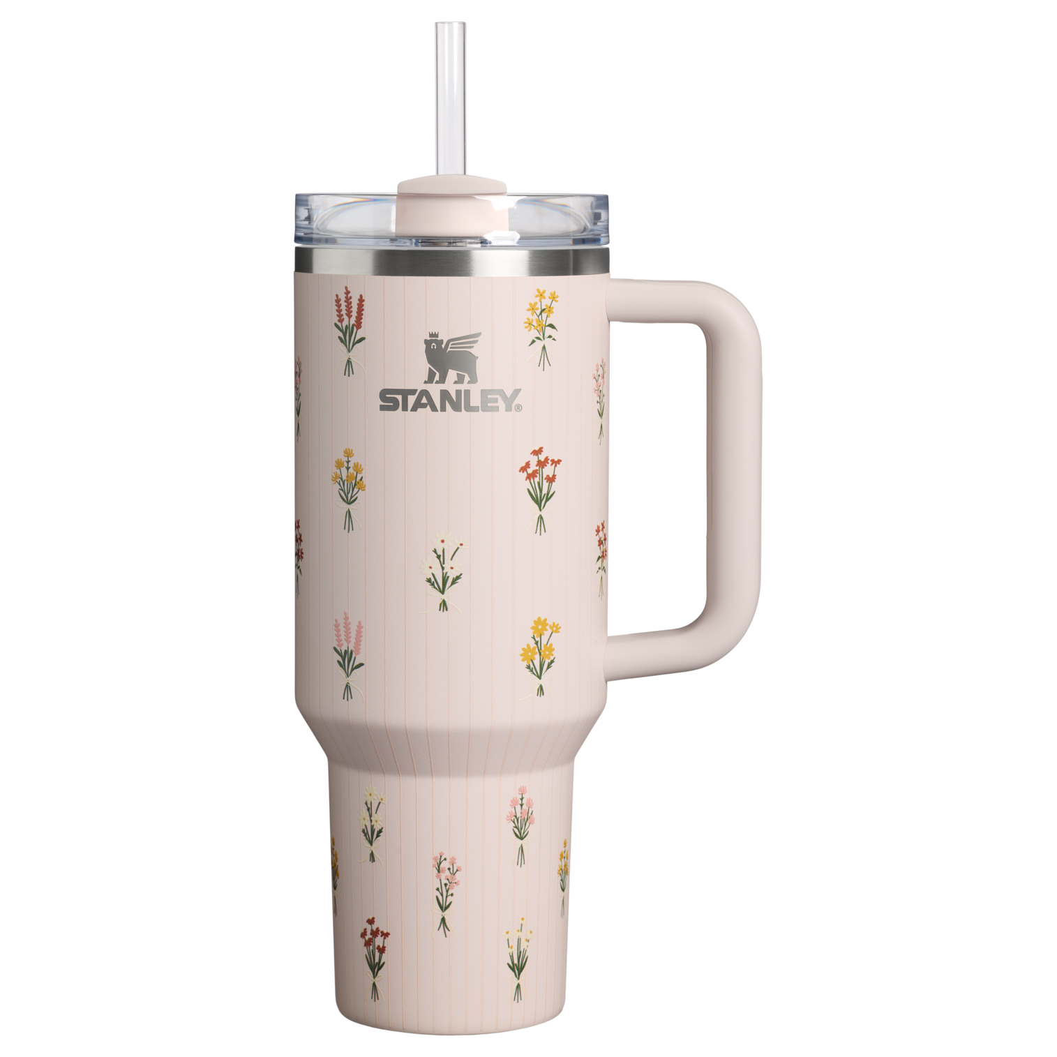 Splash-Resistant FlowState The Quencher H2.0 Flowstate Tumbler D362R - Premium Stainless Steel Straw Cup for All-Day Hydration - Rose Quartz Bouquets