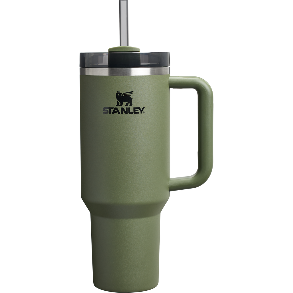 Car-Cup Friendly The Quencher H2.0 Flowstate Tumbler  | Stanley Create D332L - 40oz Large Capacity Car-Cup Friendly Quencher - Dried Pine