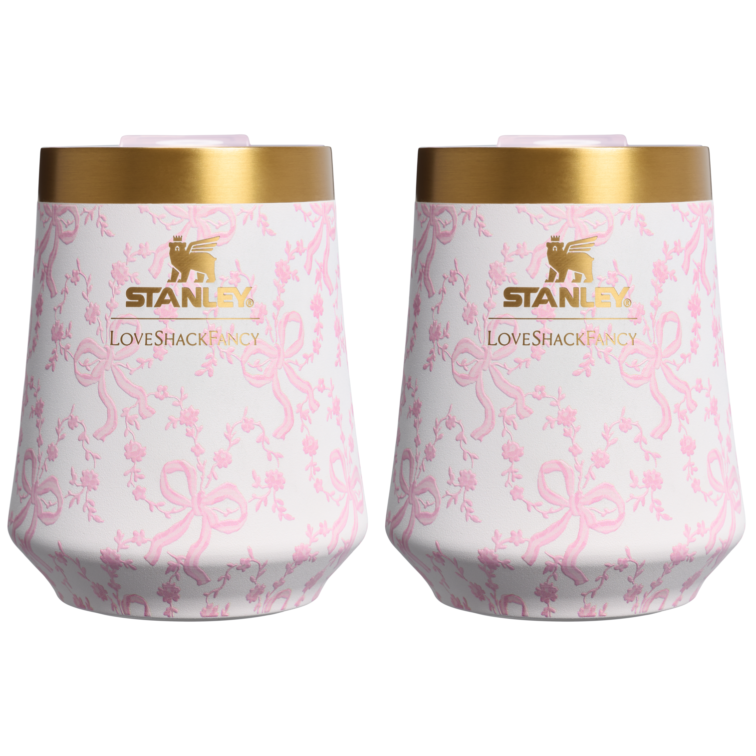 Flavor-Preserving Stanley 1913 x LoveShackFancy Holiday The Reserve Wine Tumbler Set | 2-pack D205C - Elegant Stemless Vacuum Insulated Wine Tumbler - Coquette Bow Chantilly
