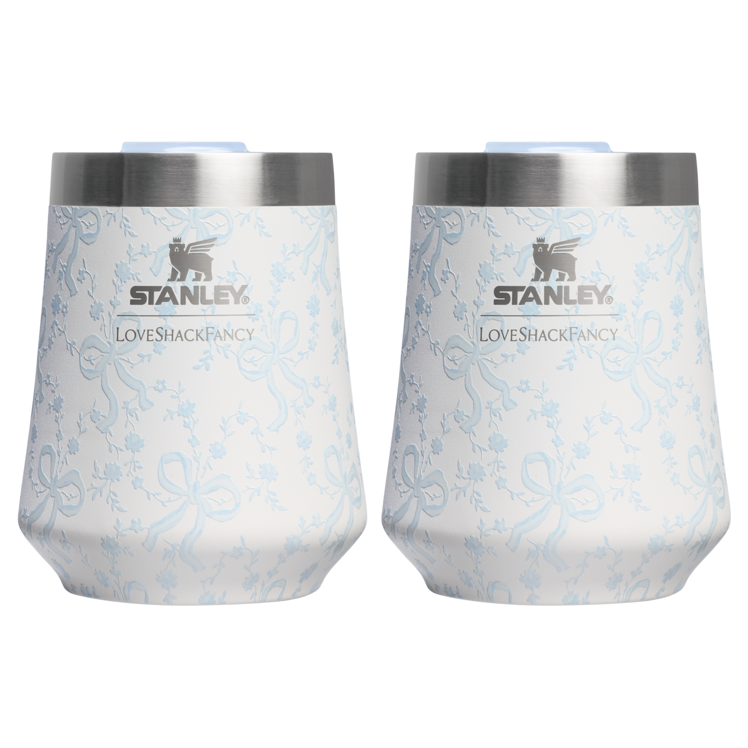 Flavor-Preserving Stanley 1913 x LoveShackFancy Holiday The Reserve Wine Tumbler Set | 2-pack D205C - Elegant Stemless Vacuum Insulated Wine Tumbler - Coquette Bow Winter Ice