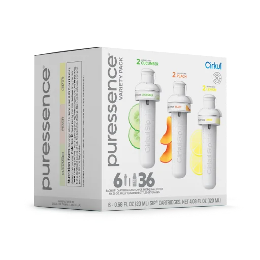 Refreshing Electrolyte Puressence 6-Pack Variety Pack 3T3F - Sugar-Free Fruit Flavor Cartridge Refill Detail